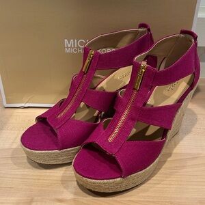Michael Kors Damita Wedge in Canvas Fuschia